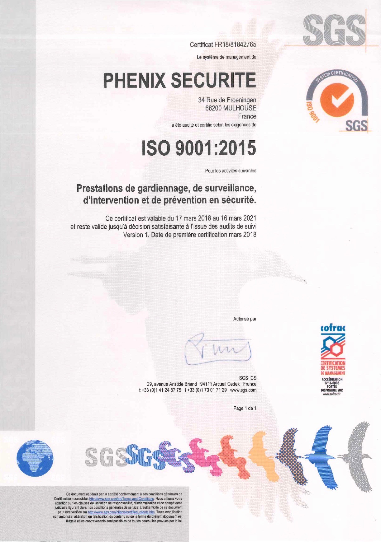 Obtention De La Certification ISO 9001:2015 | Actualités | Phénix Sécurité